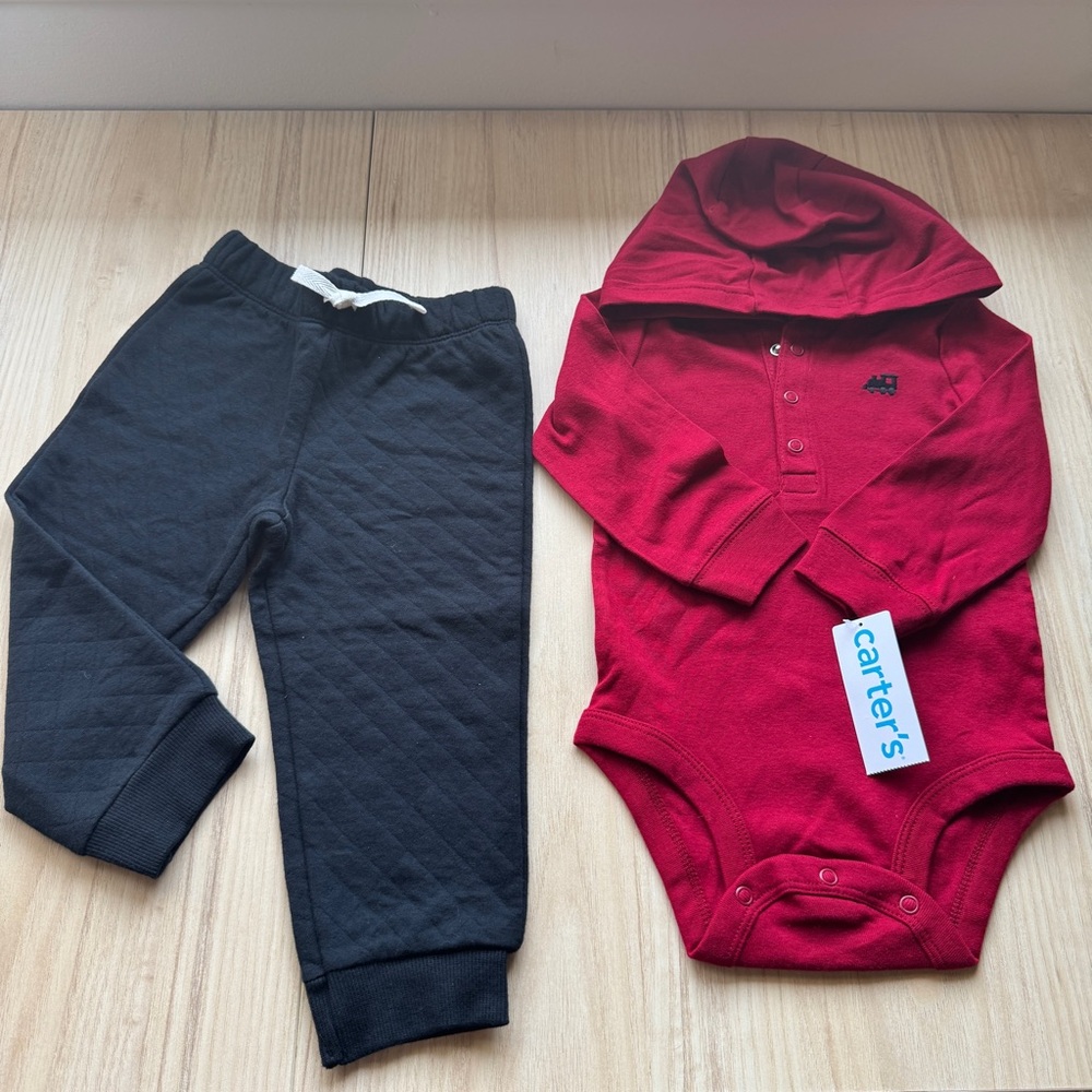 Carter's Hot Pink Hooded Snap-Front Bodysuit